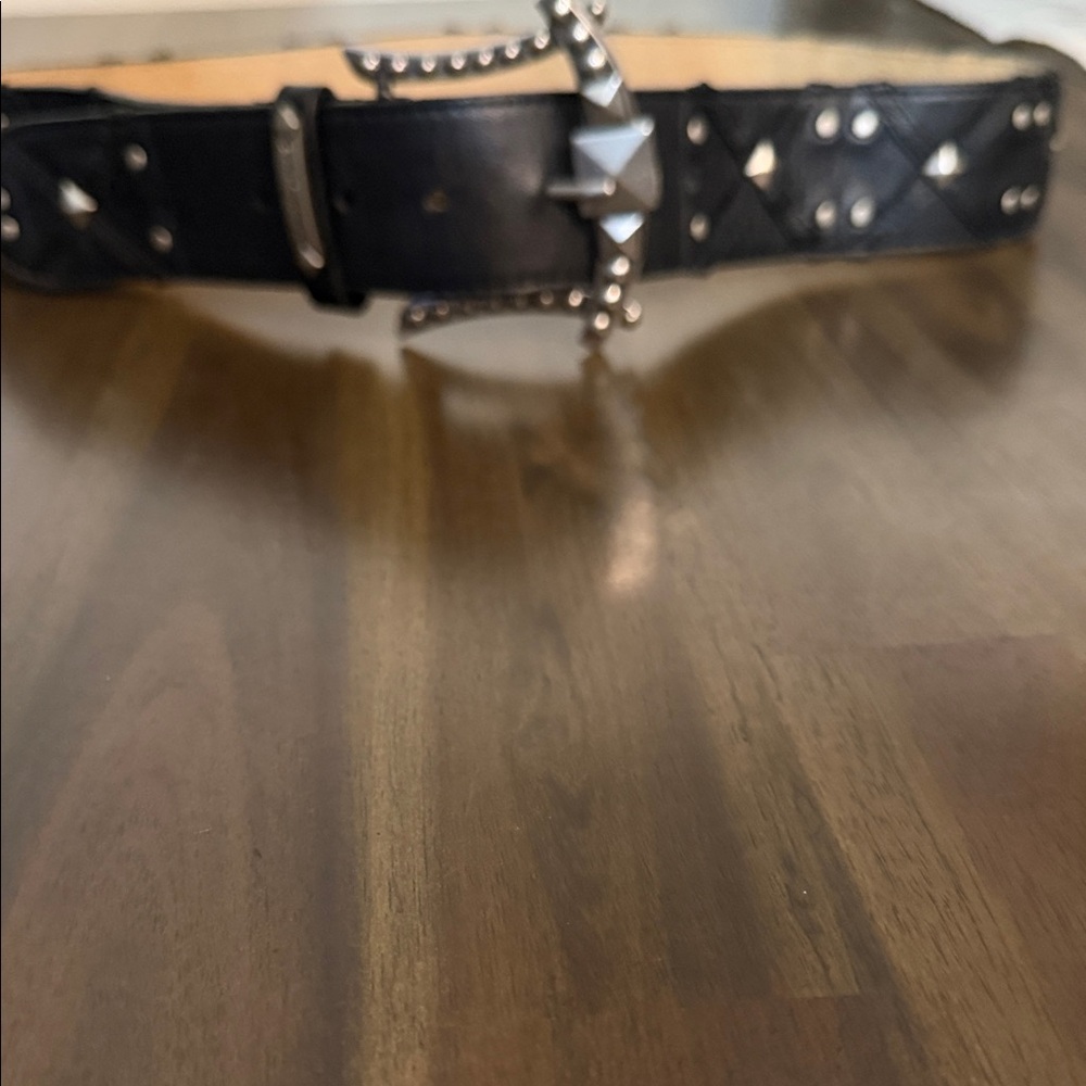 Studded Black Leather Belt